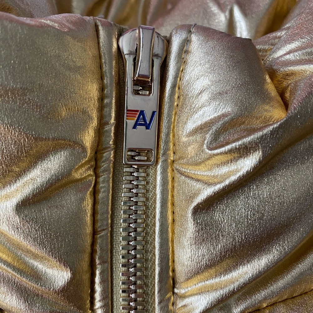 Gold Puffer Jacket with Logo - Picture 4 of 10
